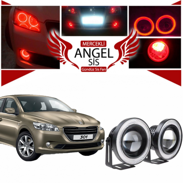 Peugeot 301 Uyumlu, Universal Mercekli Led Angel Sis Farı, 76mm Kırmızı Renk ürün görseli 1