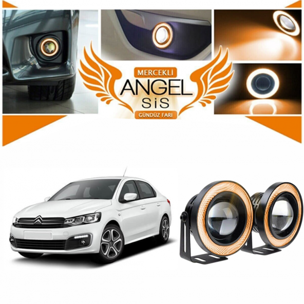 Citroen C Elysee Uyumlu, Universal Mercekli Led Angel Sis Farı, 76mm Turuncu Renk ürün görseli 1