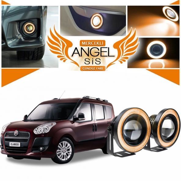 Fiat Doblo D3 Uyumlu, Universal Mercekli Led Angel Sis Farı, 76mm Turuncu Renk ürün görseli 1