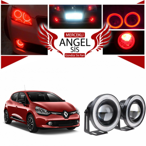 Renault Clio 4 Uyumlu, Universal Mercekli Led Angel Sis Farı, 76mm Kırmızı Renk ürün görseli 1
