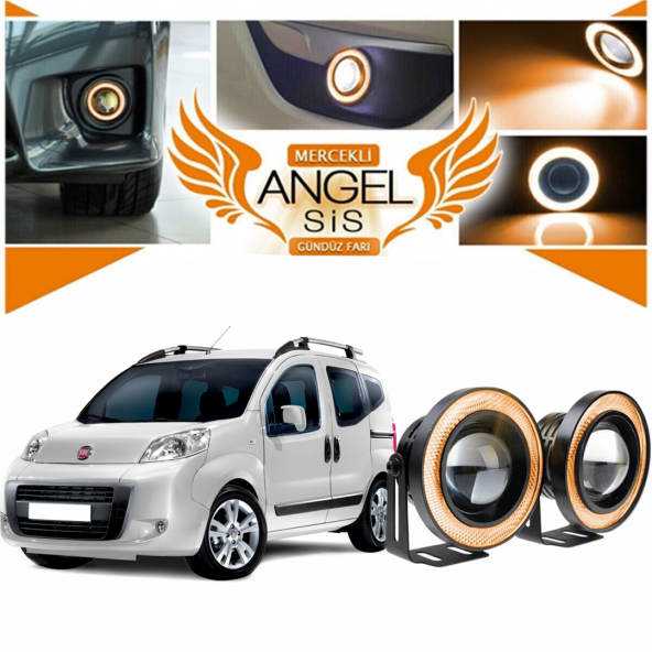 Fiat Fiorino Uyumlu, Universal Mercekli Led Angel Sis Farı, 76mm Turuncu Renk ürün görseli 1