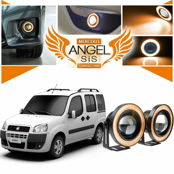 Fiat Doblo D1 Uyumlu, Universal Mercekli Led Angel Sis Farı, 76mm Turuncu Renk ürün görseli 1