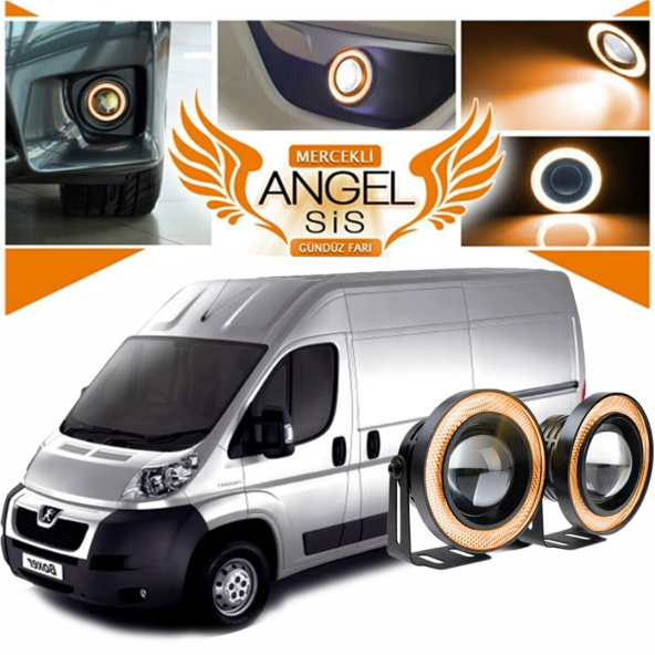 Peugeot Boxer Uyumlu, Universal Mercekli Led Angel Sis Farı, 76mm Turuncu Renk ürün görseli 1