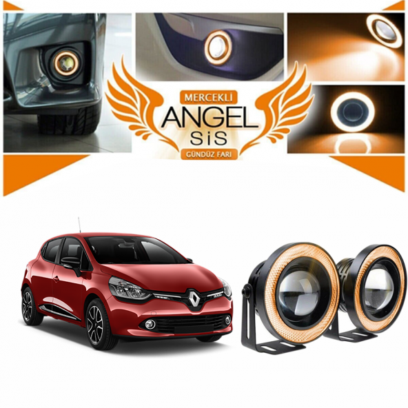 Renault Clio 4 Uyumlu, Universal Mercekli Led Angel Sis Farı, 76mm Turuncu Renk ürün görseli 1