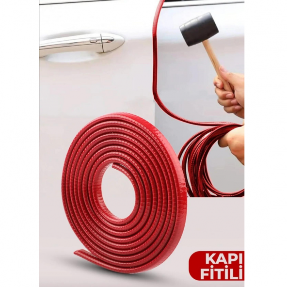 Oto Araç Kapı Koruma Fitili 5metre Parlak Kırmızı Renk Çarpma Çizilme Önleyici Fitil ürün görseli 1
