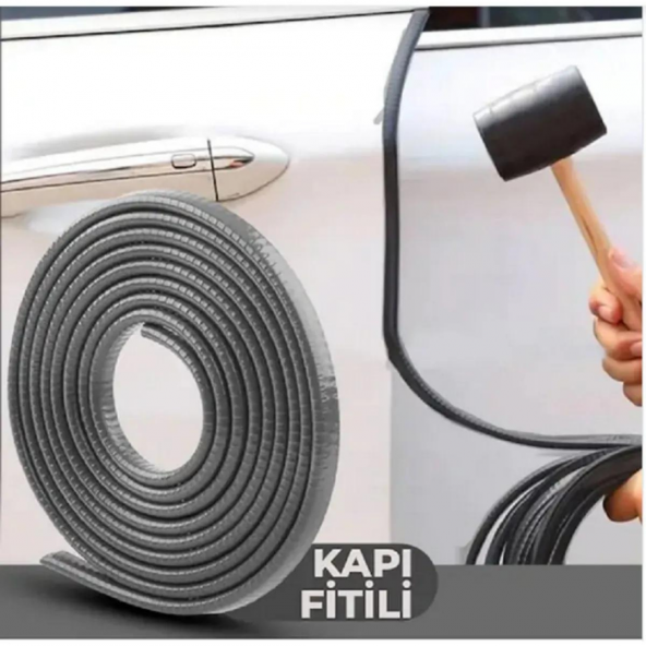 Oto Araç Kapı Koruma Fitili 5metre Parlak Gri Renk Çarpma Çizilme Önleyici Fitil ürün görseli 1