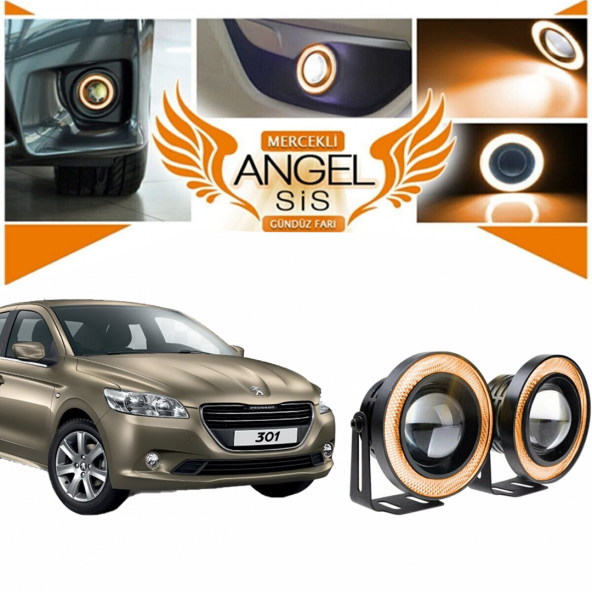 Peugeot 301 Uyumlu, Universal Mercekli Led Angel Sis Farı, 76mm Turuncu Renk ürün görseli 1