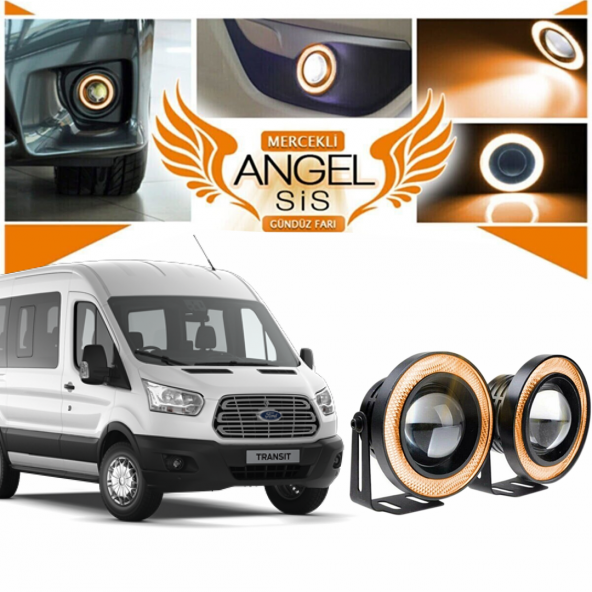 Ford Transit Tüm Modeller Uyumlu, Universal Mercekli Led Angel Sis Farı, 76mm Turuncu Renk ürün görseli 1