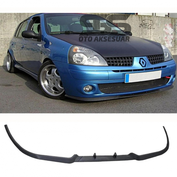 Renault Clio 2 1999-2007 Cupra R Uyumlu Ön Lip Mat Siyah Ön Tampon Lip ürün görseli 1