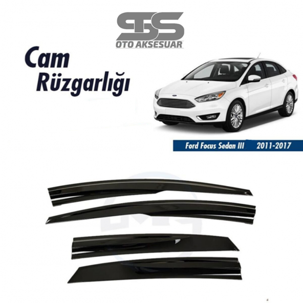 Cam Rüzgarlığı Ford Focus 2011-2017 Sedan Mügen Tip Piano Black ürün görseli 1
