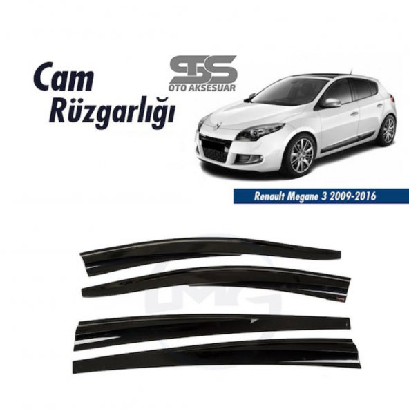 Cam Rüzgarlığı Renault Megane 2009-2016 Mügen Tip Piano Black ürün görseli 1