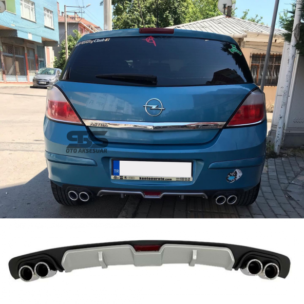 Opel Astra H Difüzör Arka Tampon Eki 4 Egzoz Çıkışlı Siyah Gri ürün görseli 1