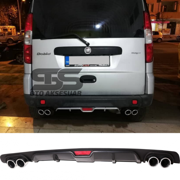 Fiat Doblo D2 Difüzör Arka Tampon Eki 4 Egzoz Çıkışlı Siyah ürün görseli 1