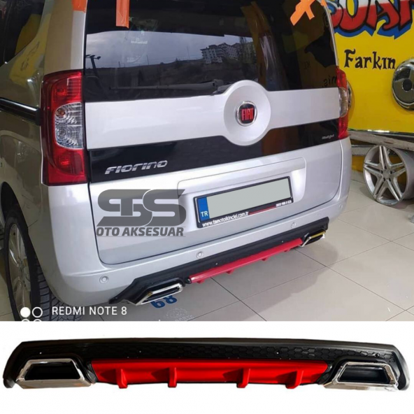 Fiat Fiorino Difüzör Arka Tampon Eki 2 Egzoz Çıkışlı Kırmızı Lüx Tip ürün görseli 1