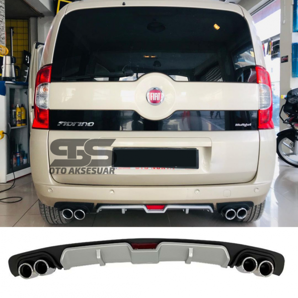 Fiat Fiorino Difüzör Arka Tampon Eki 4 Egzoz Çıkışlı Gri ürün görseli 1