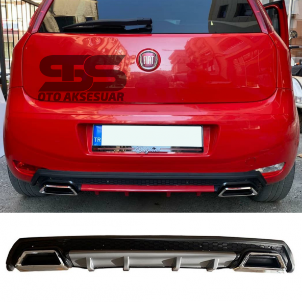 Fiat Punto Difüzör Arka Tampon Eki 2 Egzoz Çıkışlı Gri Lüx Tip ürün görseli 1