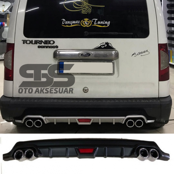 Ford Connect Difüzör Arka Tampon Eki 4 Egzoz Çıkışlı Siyah Tip ürün görseli 1