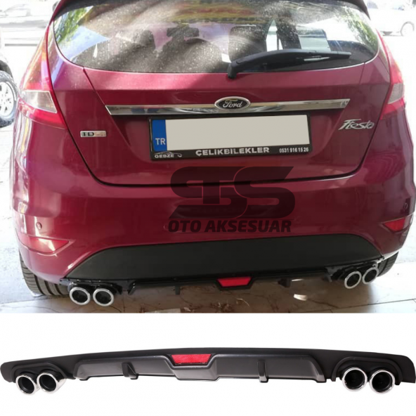Ford Fiesta Mk7 Difüzör Arka Tampon Eki 4 Egzoz Çıkışlı Siyah ürün görseli 1