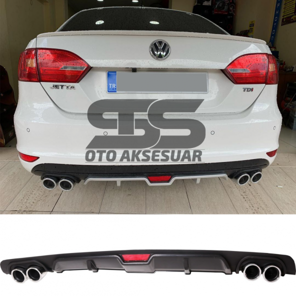 Volkswagen Jetta mk6 Difüzör Arka Tampon Eki 4 Egzoz Çıkışlı Siyah ürün görseli 1