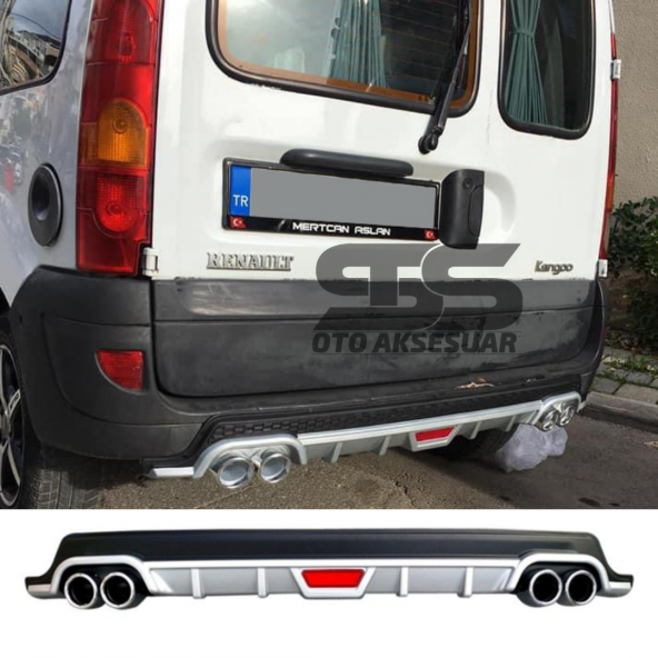 Renault Kangoo Difüzör Arka Tampon Eki 4 Egzoz Çıkışlı Gri Tip ürün görseli 1
