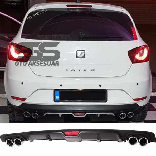 Seat İbiza Difüzör Arka Tampon Eki 4 Egzoz Çıkışlı Siyah ürün görseli 1