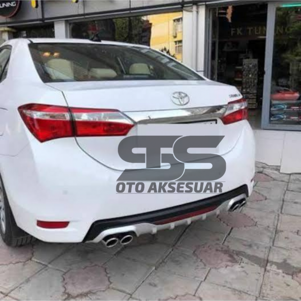 Toyota Corolla 2013-2018 Difüzör Arka Tampon Eki 4 Egzoz Çıkışlı Gri Reflektörlü ürün görseli 1