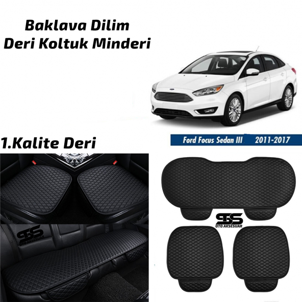 Ford Focus 2011-2017 Sedan Siyah Deri Oto Koltuk Minderi ürün görseli 1