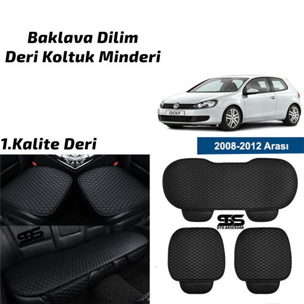 Volkswagen Golf 6 2008-2012 Siyah Deri Oto Koltuk Minderi ürün görseli 1