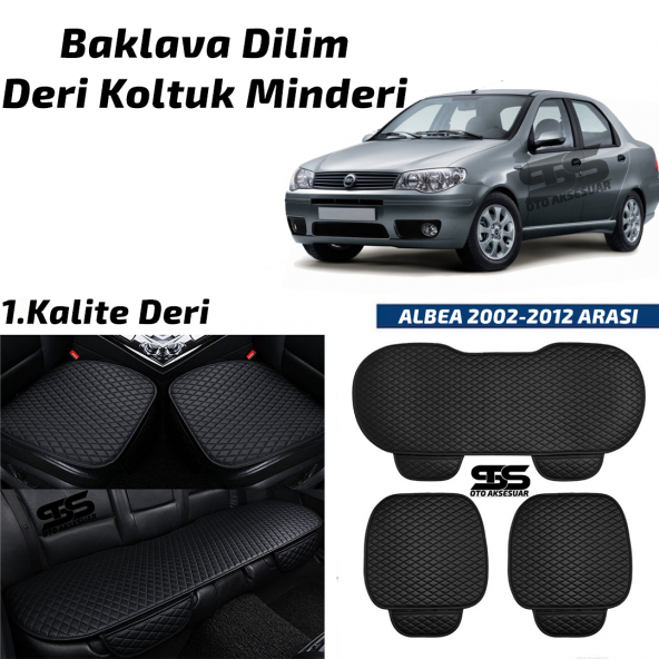 Fiat Albea 2002-2012 Arası Siyah Deri Oto Koltuk Minderi ürün görseli 1