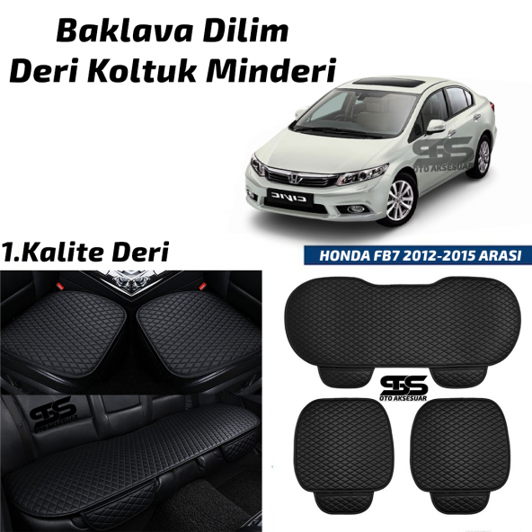 HONDA FB7 2012-2015 Arası Siyah Deri Oto Koltuk Minderi ürün görseli 1