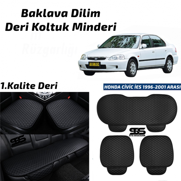 Honda Civic ies 1996-2001 Arası Sedan Siyah Deri Oto Koltuk Minderi ürün görseli 1