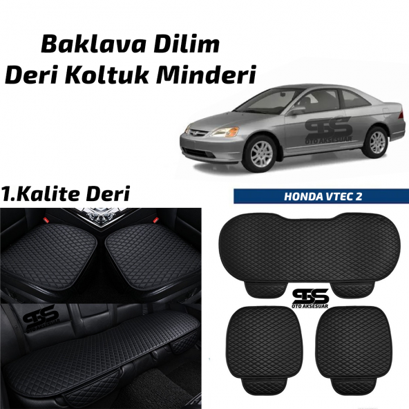 HONDA V-TEC 2 2001-2006 Arası Siyah Deri Oto Koltuk Minderi ürün görseli 1