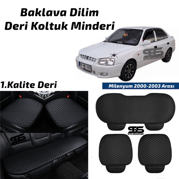 Hyundai Milenyum 2000-2003 Arası Siyah Deri Oto Koltuk Minderi ürün görseli 1