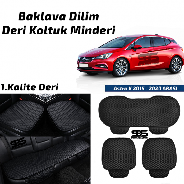 Opel Astra K 2015-2020 Arası Siyah Deri Oto Koltuk Minderi ürün görseli 1