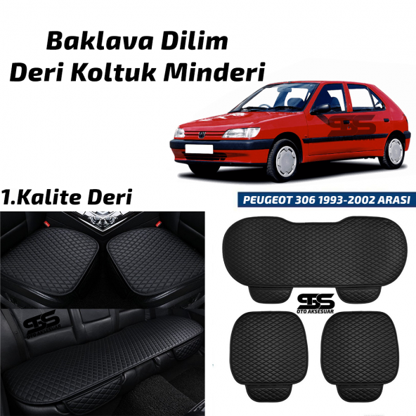 Peugeot 306 1993-2002 Arası Siyah Deri Oto Koltuk Minderi ürün görseli 1