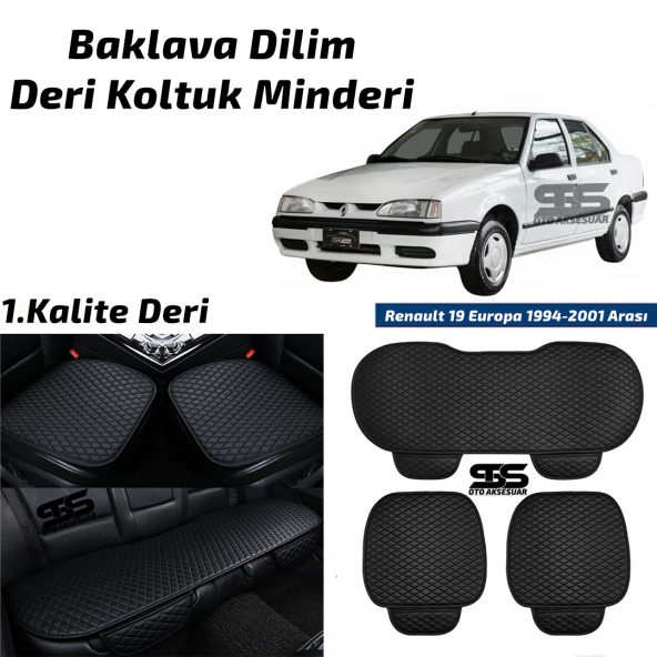 Renault 19 1994-2001 Arası Siyah Deri Oto Koltuk Minderi ürün görseli 1