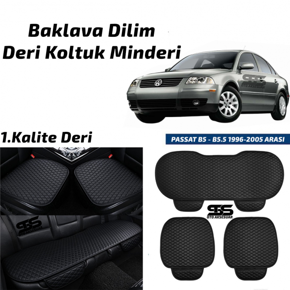 Volkswagen Passat B5 1996-2005 Arası Siyah Deri Oto Koltuk Minderi ürün görseli 1