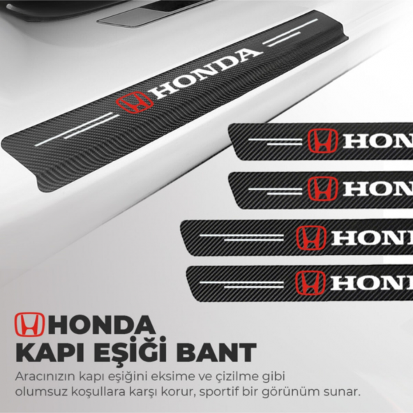 Honda Logolu Karbon Kapı Eşiği Koruyucu Bant Folyo 4lü Set ürün görseli 1