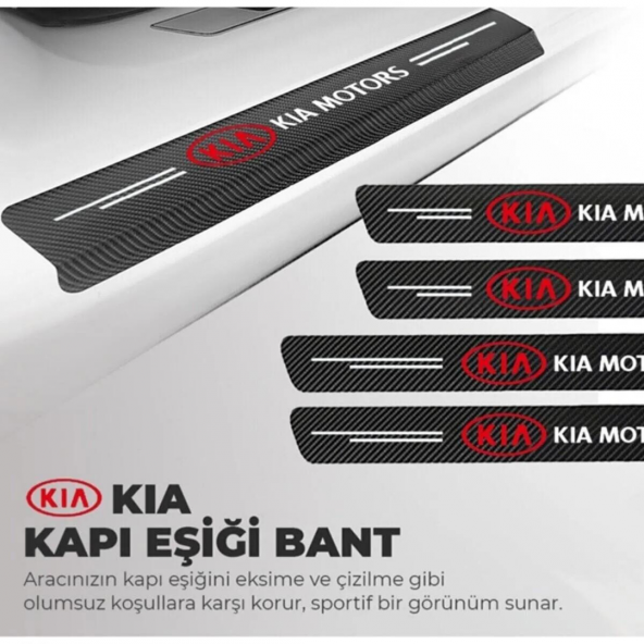 Kia Logolu Karbon Kapı Eşiği Koruyucu Bant Folyo 4lü Set ürün görseli 1