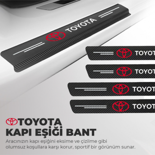 Toyota Logolu Karbon Kapı Eşiği Koruyucu Bant Folyo 4lü Set ürün görseli 1