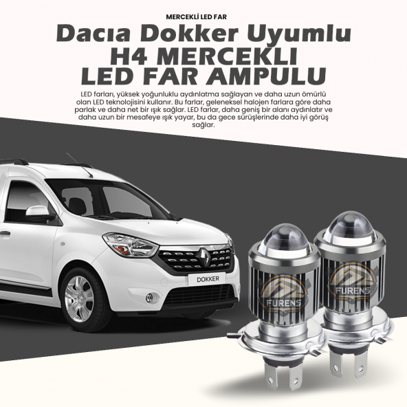 Dacia Dokker Için Uyumlu Şimşek Etkili Mercekler Led Xenon Far Çift Renk ürün görseli 1