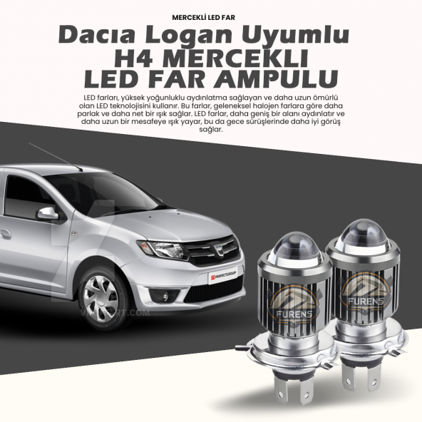Dacia Logan Araca Özel Far Seti Mercek Led Xenon Uzun kısa Çift Renk ürün görseli 1