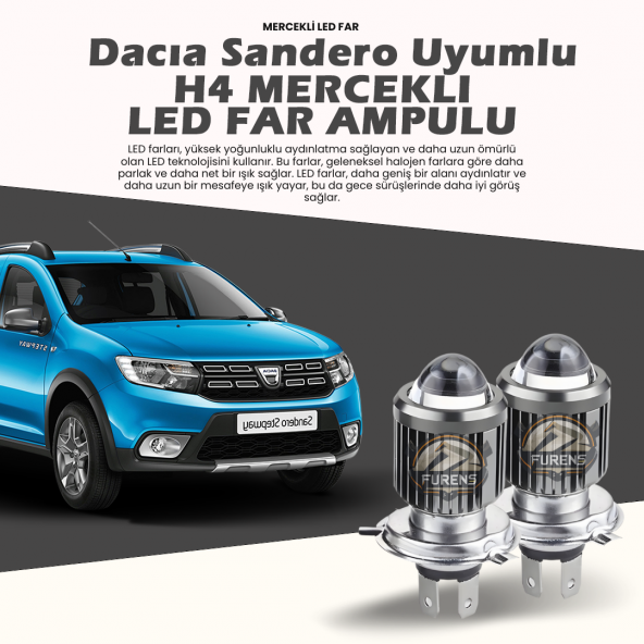 Dacia Sandero Için Uyumlu Şimşek Etkili Mercek Led Xenon Oto Ampulu Çift Renk ürün görseli 1