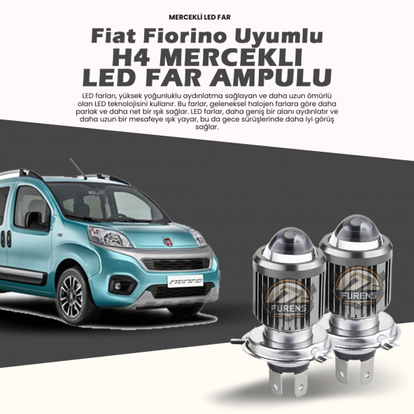 H4 Mercek Led Xenon- Fiat Fiorino Uzun-kısa Çift Renk ürün görseli 1