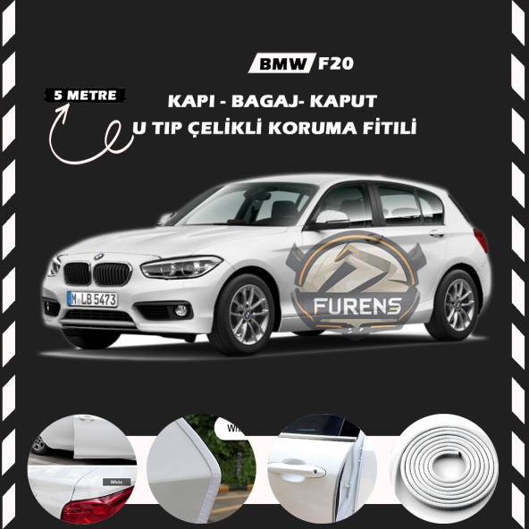 Bmw F20 Oto Araç Kapı Koruma Fitili 5metre Parlak Beyaz Renk ürün görseli 1