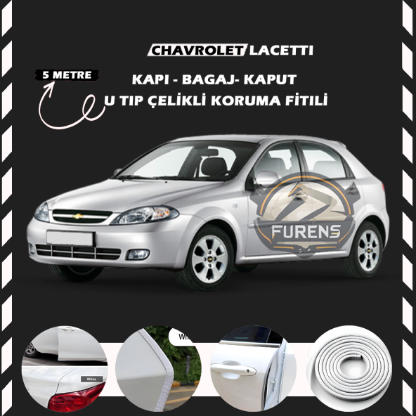 Chavrolet Lacetti Oto Araç Kapı Koruma Fitili 5metre Parlak Beyaz Renk ürün görseli 1