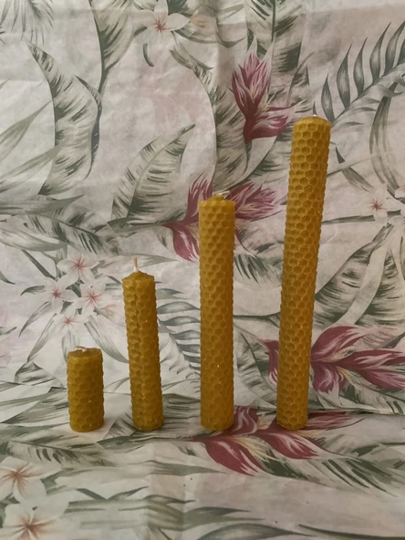 4 lü Düz Balmumu Mum - Resim 2