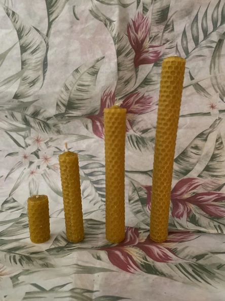 4 lü Düz Balmumu Mum - Resim 3
