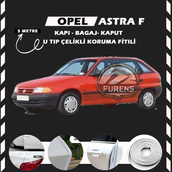 Opel Astra F Oto Araç Kapı Koruma Fitili 5metre Parlak Beyaz Renk ürün görseli 1
