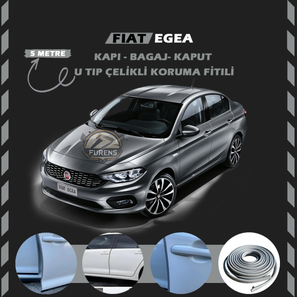 Fiat Egea Oto Araç Kapı Koruma Fitili 5metre Parlak Gri Renk ürün görseli 1